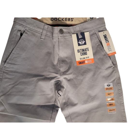 Men's Dockers Lt. Grey Ultimate Chino pants Slim Fit Smart 360 Flex 28x32 - Picture 2 of 8